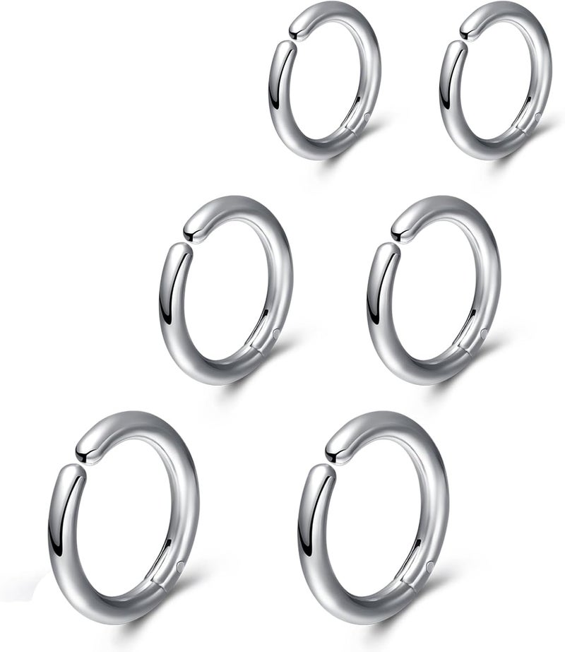 SIISPRI 3 Pairs Clip On Huggie Earrings for Men Women, Unisex Surgical Stainless Steel Hypoallergenic Earrings,Small Hoop Earrings, Polished for Non Pierced Earrings - Image 1